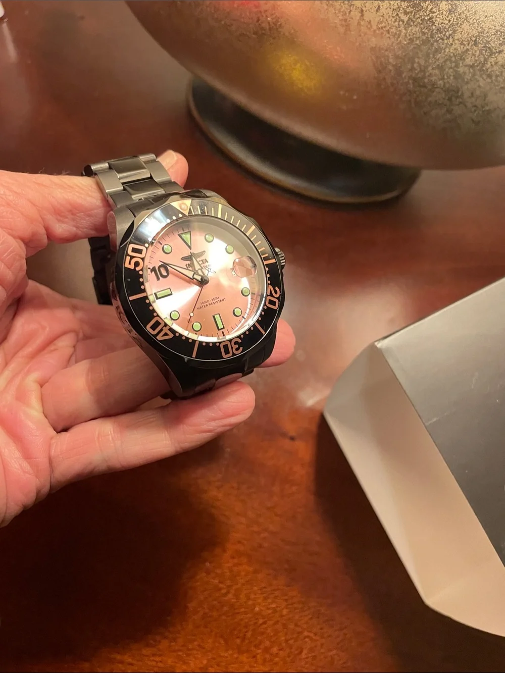 Invicta Men's Watch with Pink Dial and Black Case